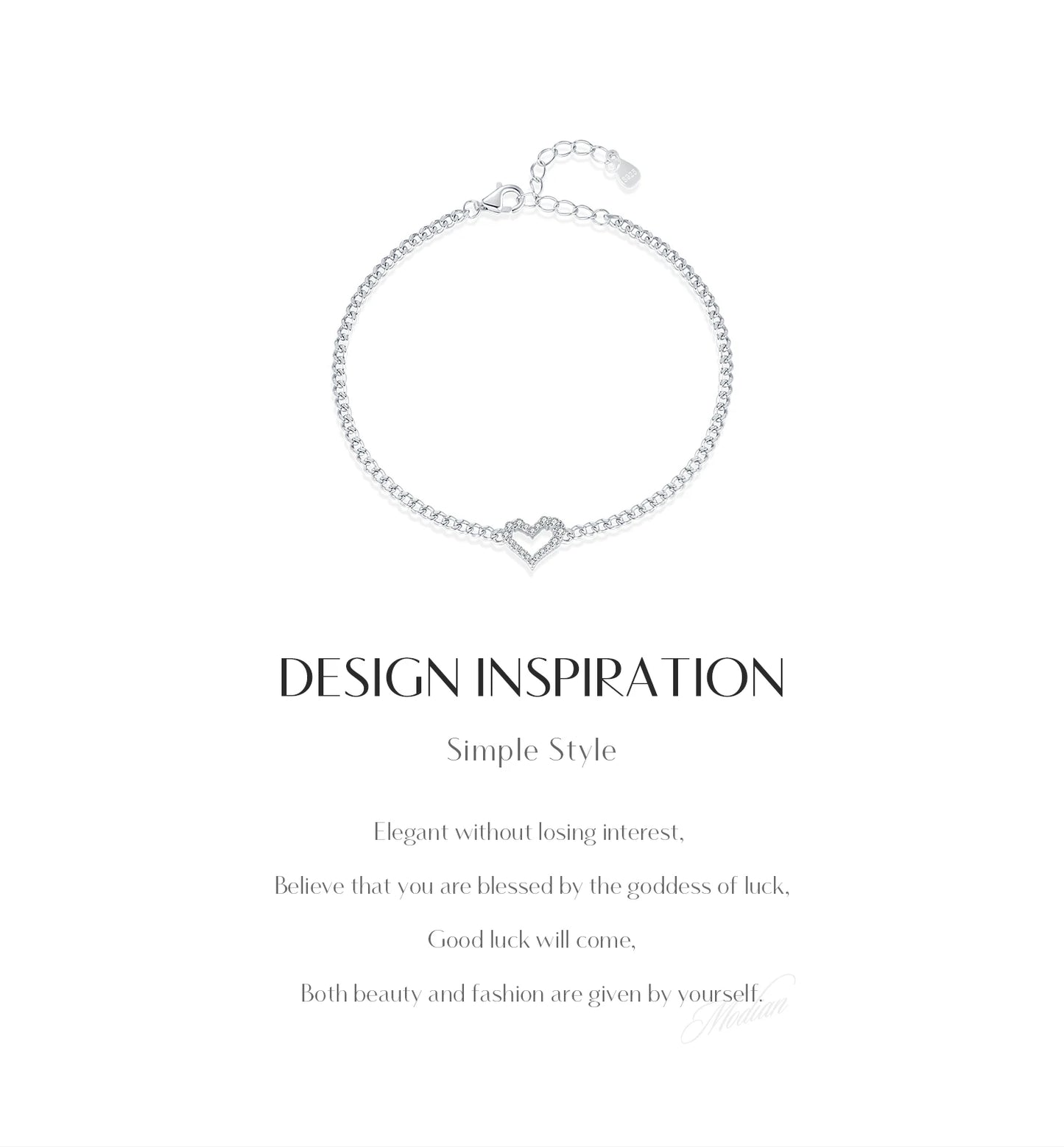 MODIAN D Color Pave Setting Moissanite Bracelets 925 Sterling Silver Romantic Heart Gourmette Bracelet For Women Jewelry Gifts