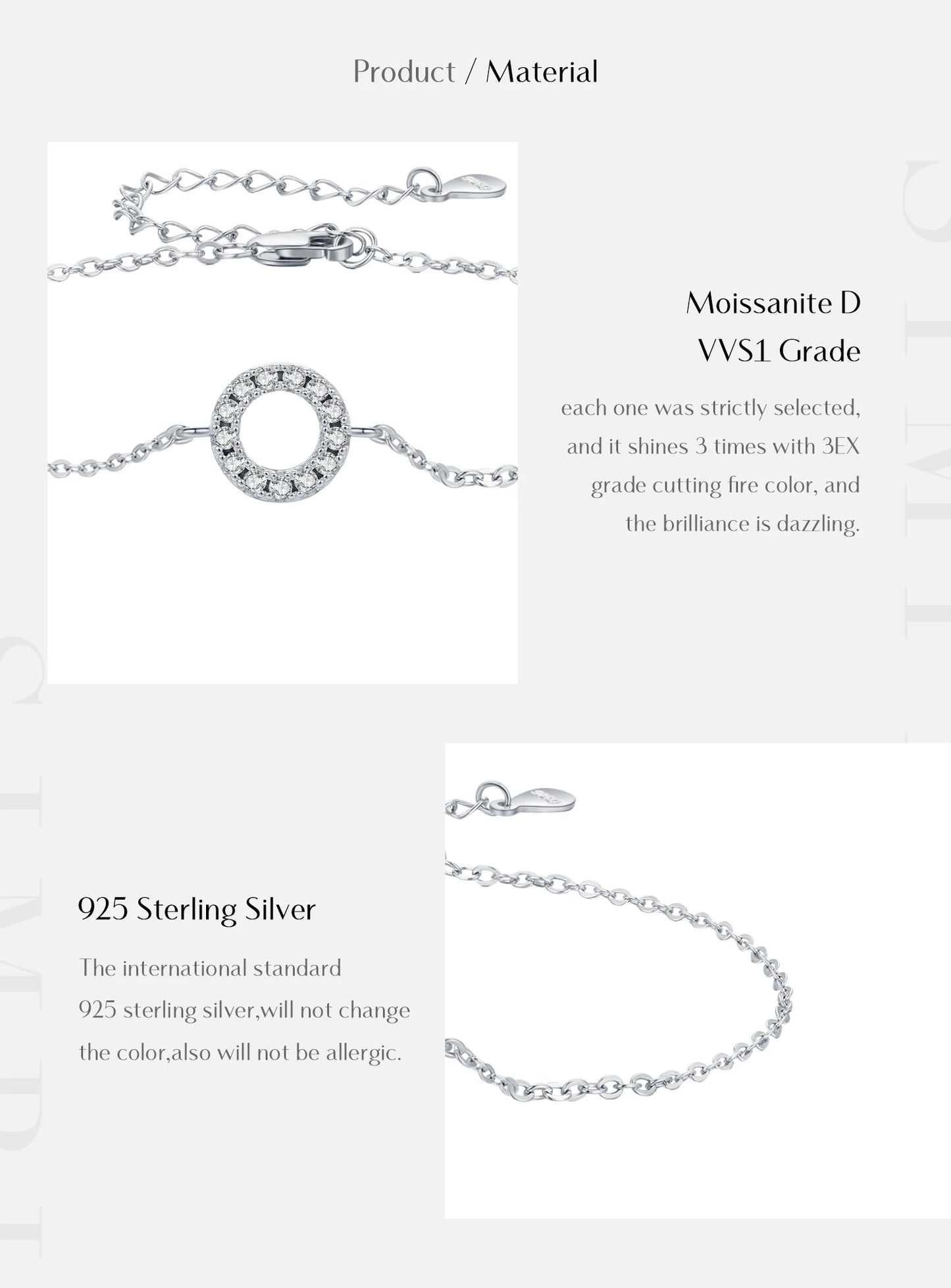 MODIAN D Color Moissanite Bracelet 925 Sterling Silver Fashion Hallow Out Round Link Chain Bracelet For Women Fine Jewelry Gifts