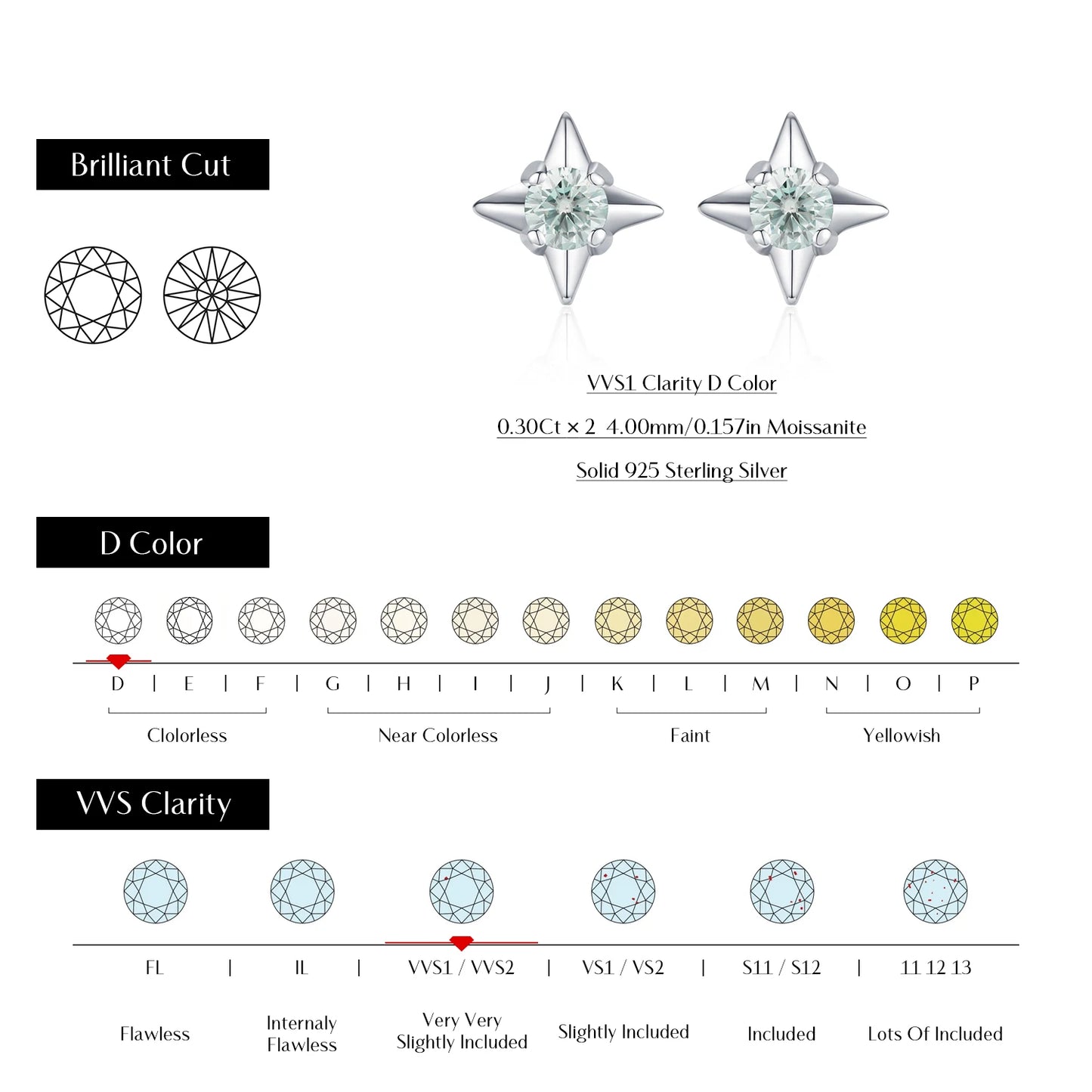 MODIAN D Color Clarity Moissanite Ear Studs 925 Sterling Silver Exquisite Darts Stud Earrings For Women Party Fine Jewelry