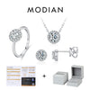 MODIAN Moissanite 925 Sterling Silver Fashion Luxury Round Necklace Stud Earrings Ring For Women Wedding Fine Jewelry Se