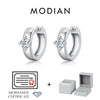 MODIAN Round Moissanite Ear Buckles Lab Diamond 925 Sterling Silver Engagement & Wedding Hoop Earrings for Women Jewelry Gifts