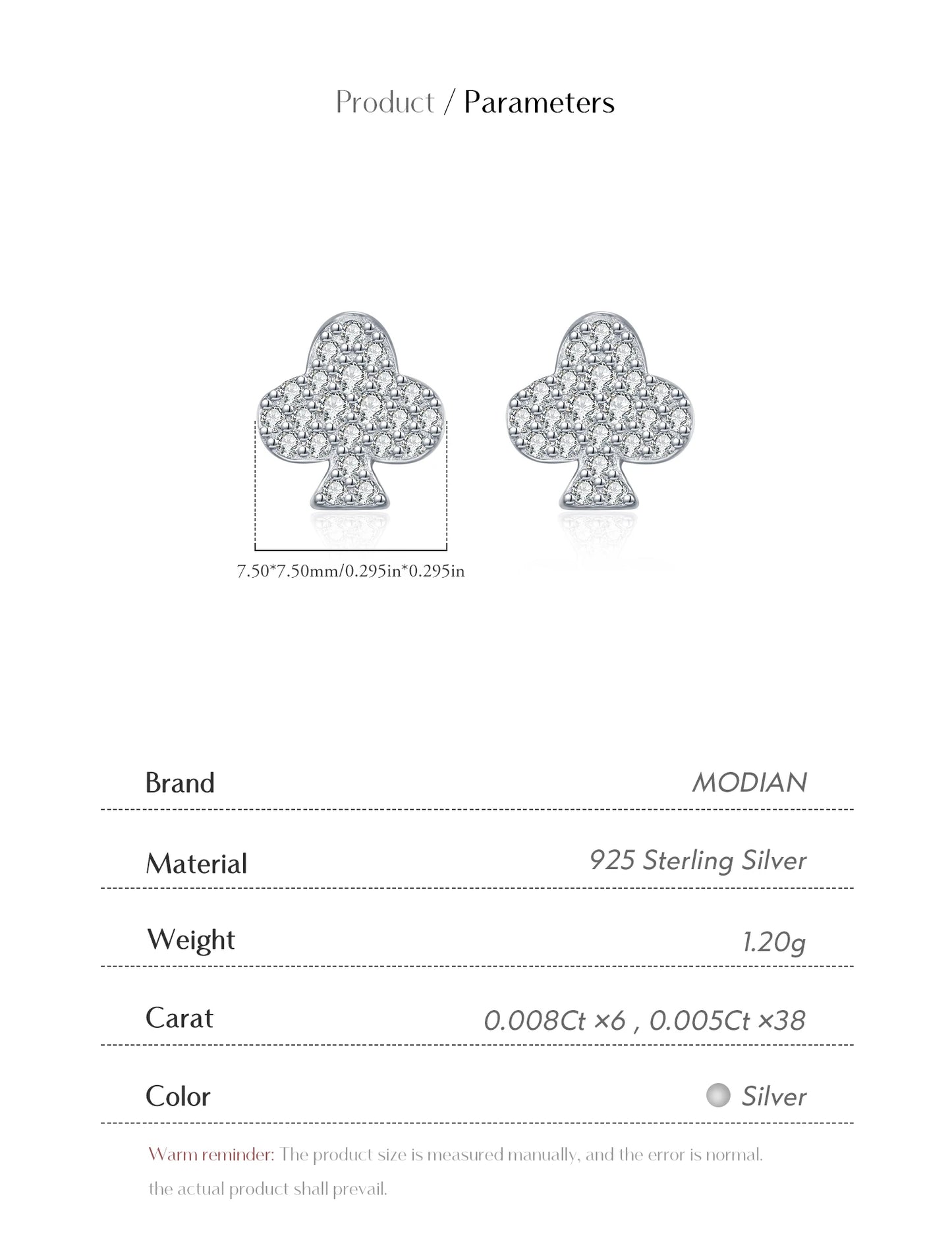 MODIAN D Color Moissanite Clubs Small Ear Studs 925 Sterling Silver  Daily Wear Stackable Stud Earrings For Women Fine Jewelry