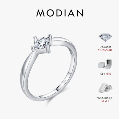 MODIAN D Color VVS1 Square Moissanite Ring 925 Sterling Silver Dazzling Wedding Band Rings For Women Fine Jewelry Gifts