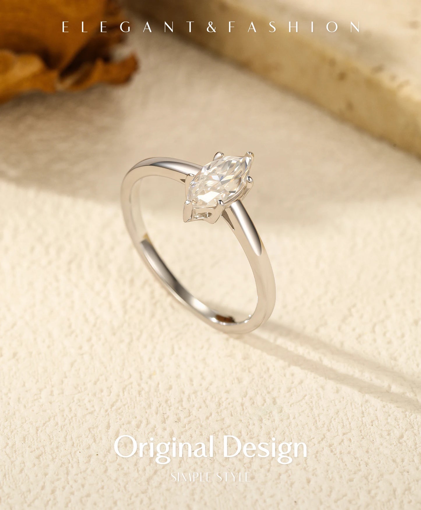 MODIAN D Color Marquise Cut Rhombic Moissanite 925 Sterling Silver Luxury  Band Rings For Women Wedding Fine Jewelry Gifts