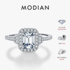 MODIAN 1CT Emerald Cut Moissanite Halo Rings 925 Sterling Silver Luxury Finger Rings For Women Wedding Statement Fine Jewelry