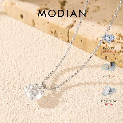 MODIAN D Color Moissanite Necklaces 925 Sterling Silver Trendy Beads Necklace Stackable Pendant Necklace For Women Fine Jewelry