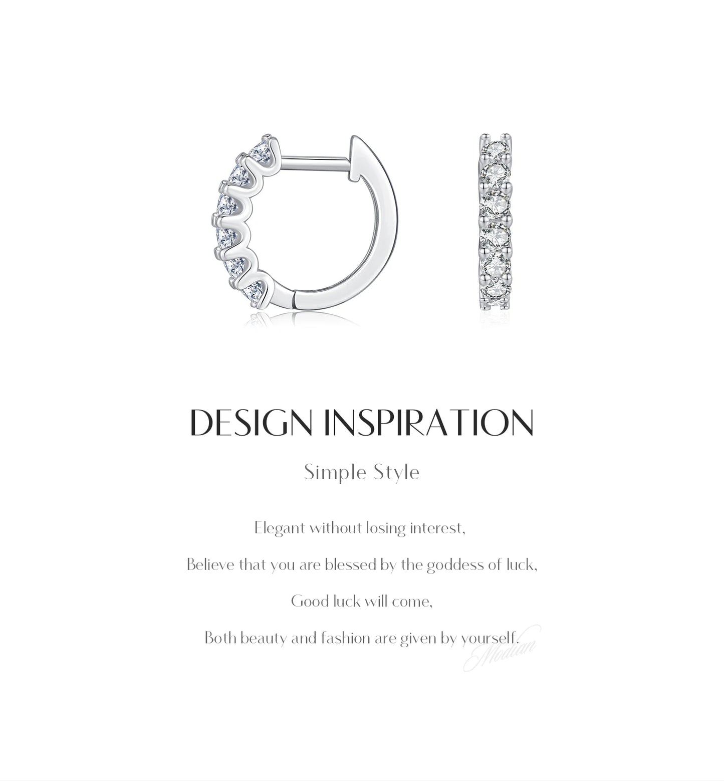 MODIAN D Color Moissanite Small Hoop Earrings 925 Sterling Silver Hollow Sparkling Ear Buckles For Women Wedding Fine Jewelry