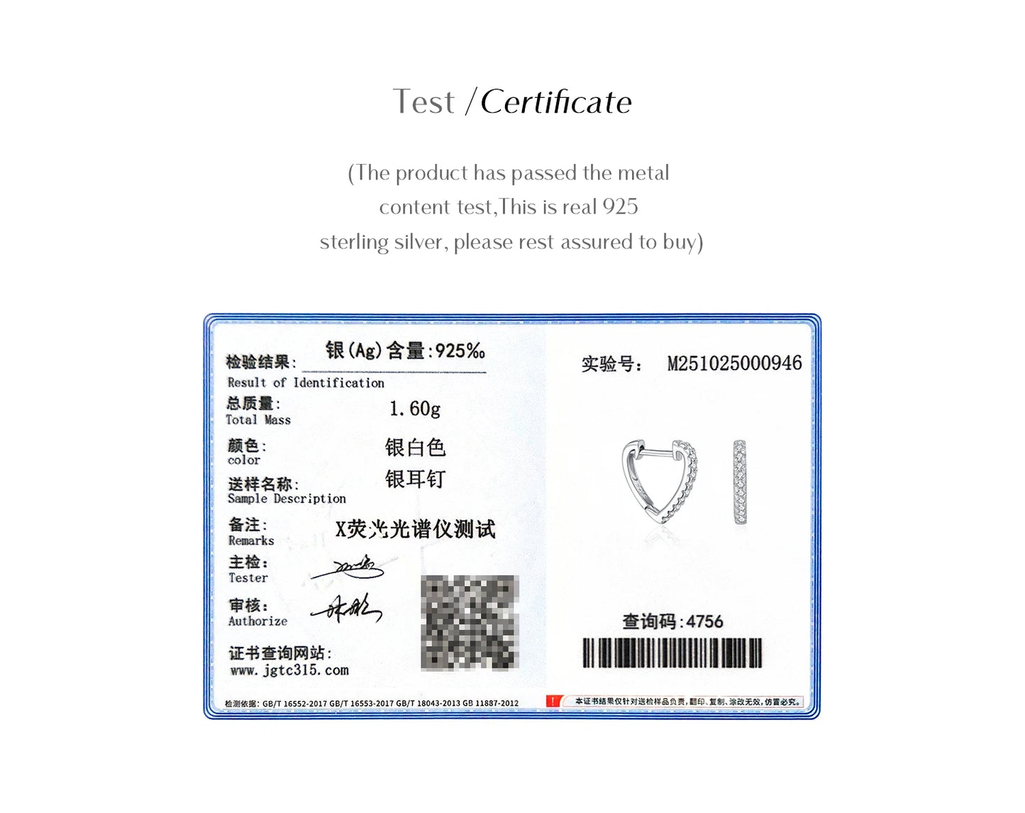 MODIAN D Color Moissanite Ear Buckle 925 Sterling Silver Fashion Heart Sparkle Hoop Earrings For Women Party Fine Jewelry