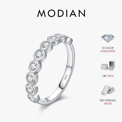 MODIAN D Color Round Moissanite Eternity Ring 925 Sterling Silver Stackable Finger Rings For Women Wedding Fine Jewelry Gifts
