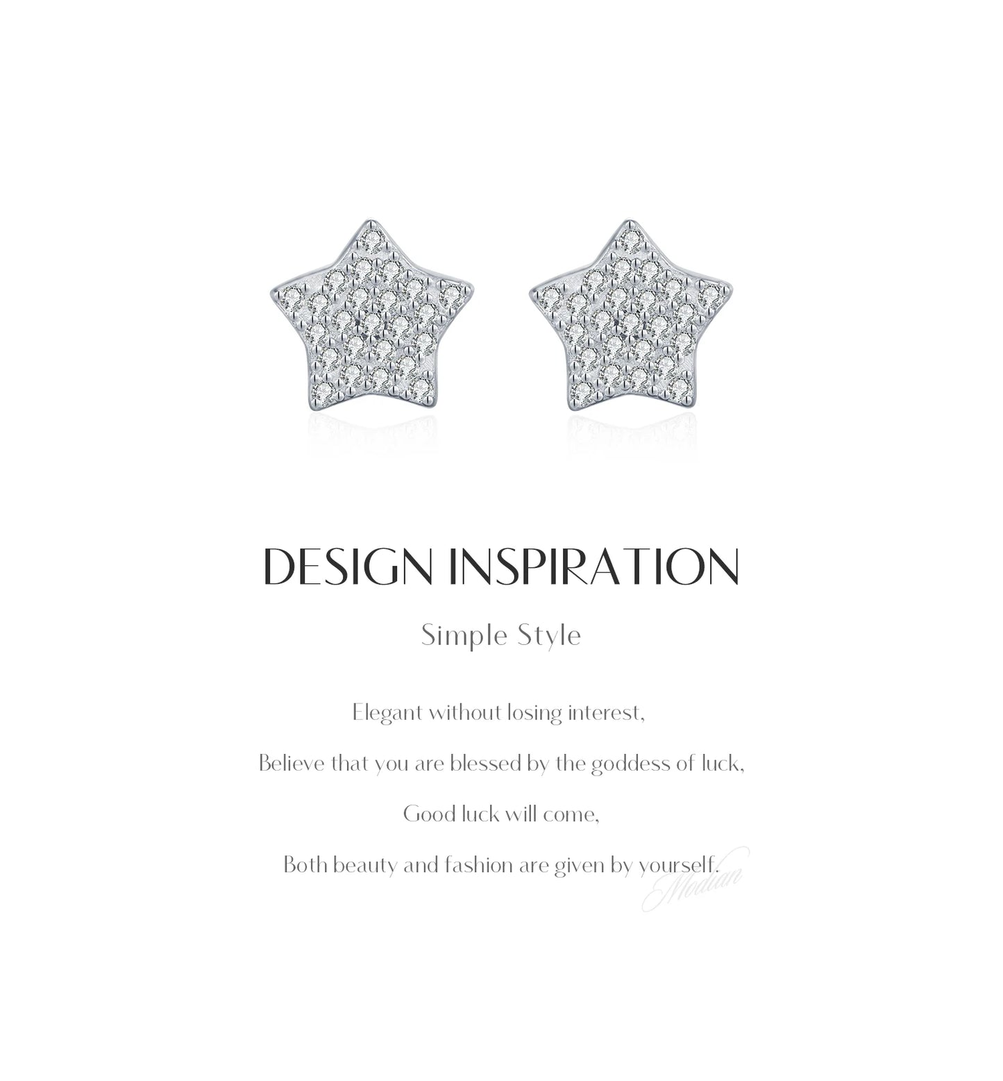 MODIAN D Color Shinning Moissanite 925 Sterling Silver Cute Stars Stud Earrings For Women Daily Party Fine Jewelry Accessories