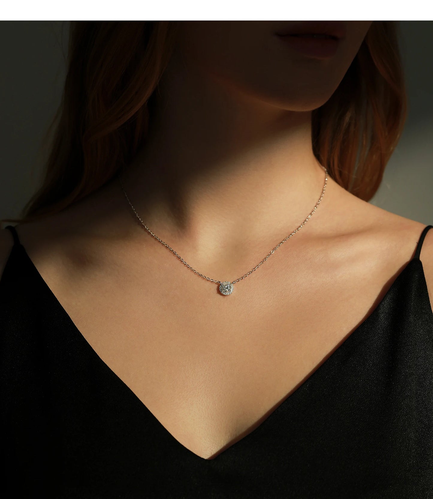 MODIAN 0.8 Carat D Color Classic Halo Moissanite Pendant Necklace 925 Sterling Silver Lab Diamond Wedding Jewelry For Women