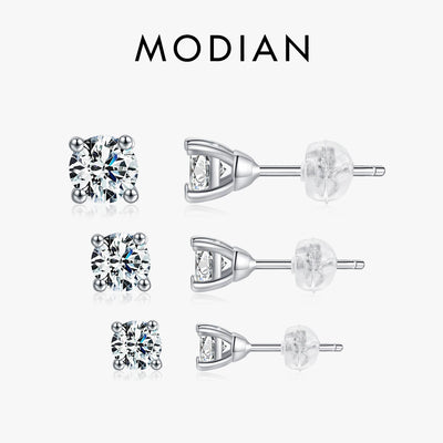 Modian Moissanite 1CT 2CT D Color VVS1 EX Luxury Stud Earrings 925 Sterling Silver Sparkling Earrings For Women Wedding Jewelry