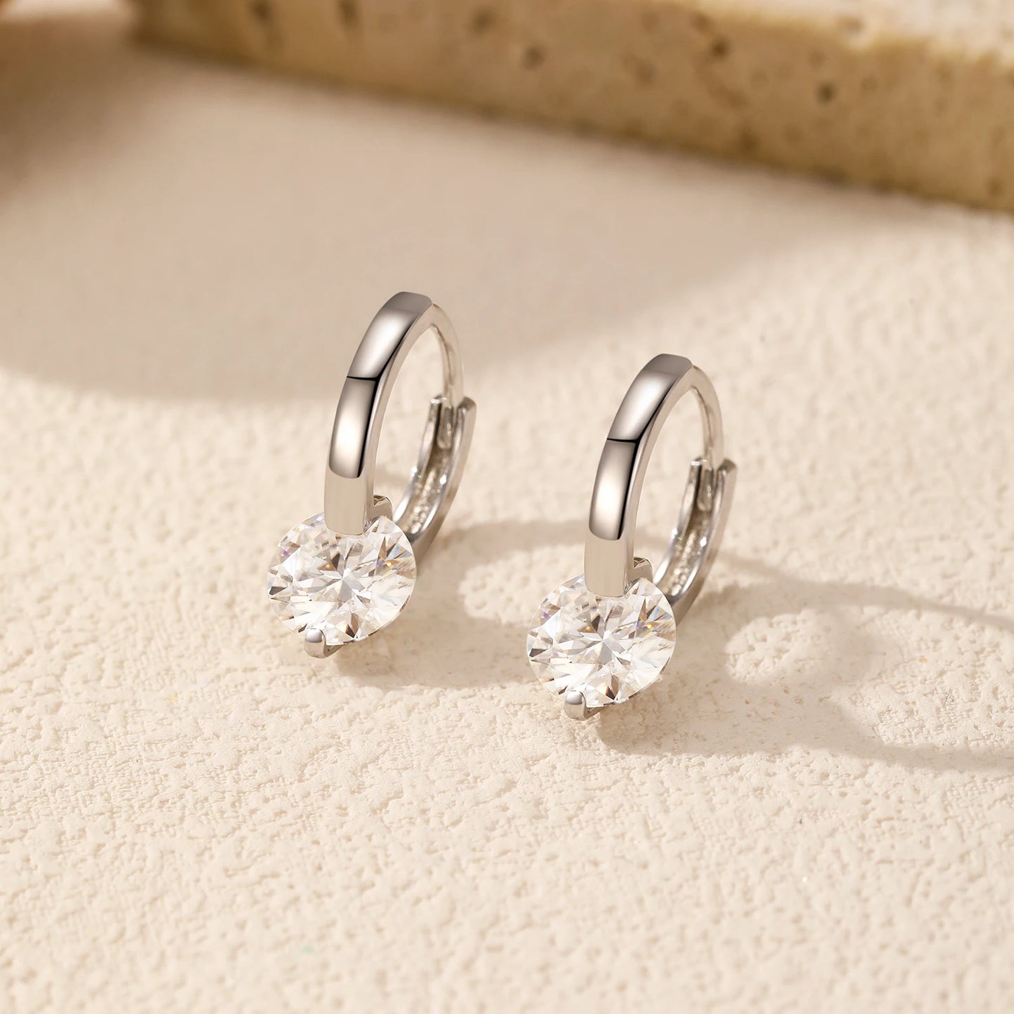 MODIAN 1.0CT D Color Moissanite Hoop Earrings 925 Sterling Silver Luxury Buckle Earrings For Women Wedding Fine Jewelry Gifts