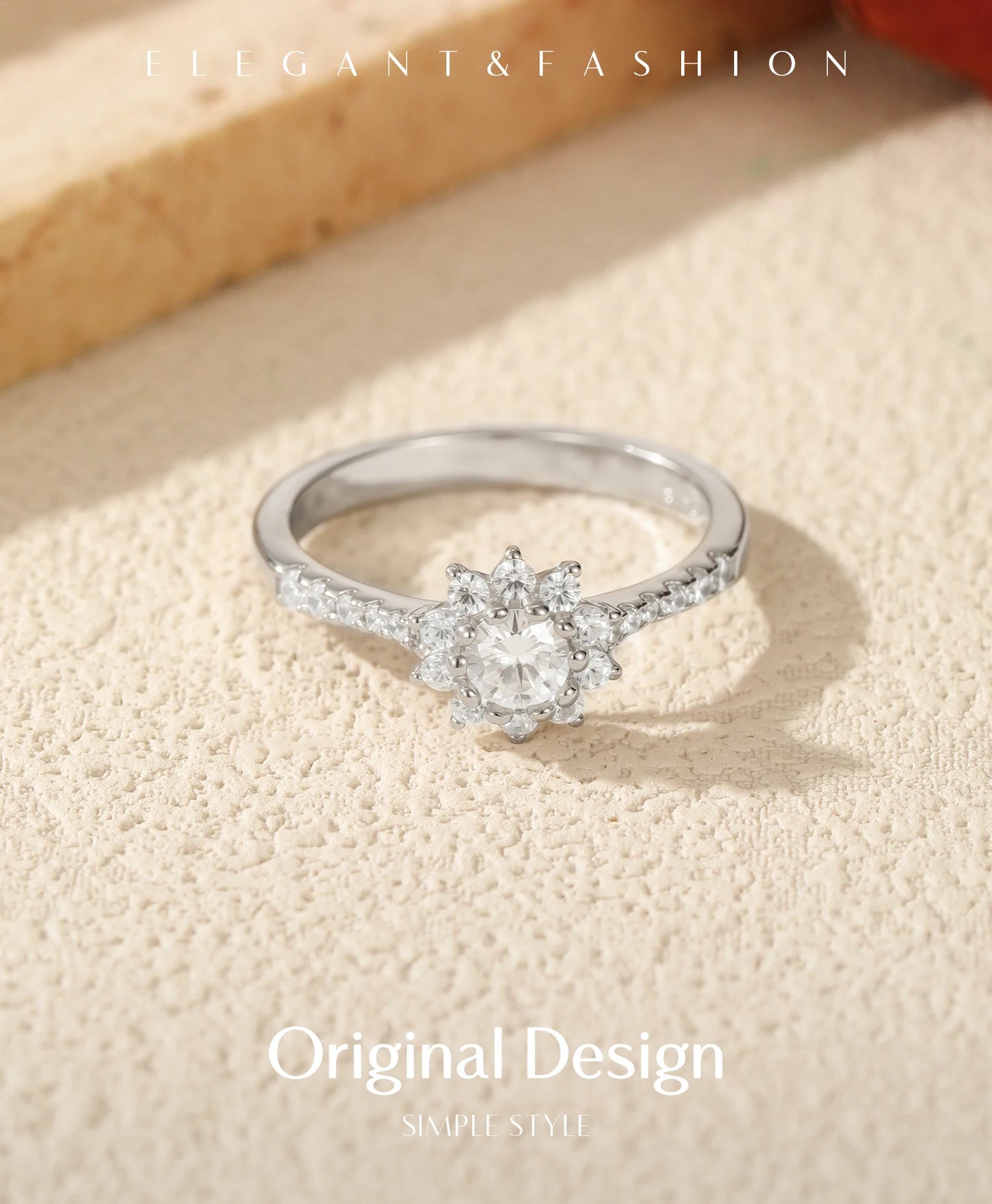 MODIAN D Color Moissanite Luxury Halo Rings 925 Sterling Silver Sparkling Wedding Engagement Rings For Women Fine Jewelry