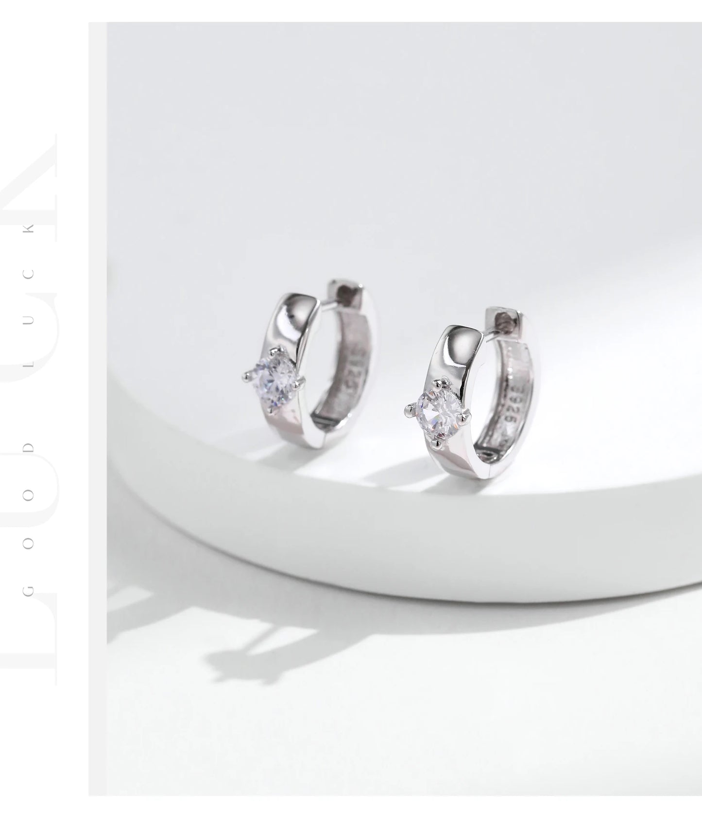 MODIAN Round Moissanite Ear Buckles Lab Diamond 925 Sterling Silver Engagement & Wedding Hoop Earrings for Women Jewelry Gifts