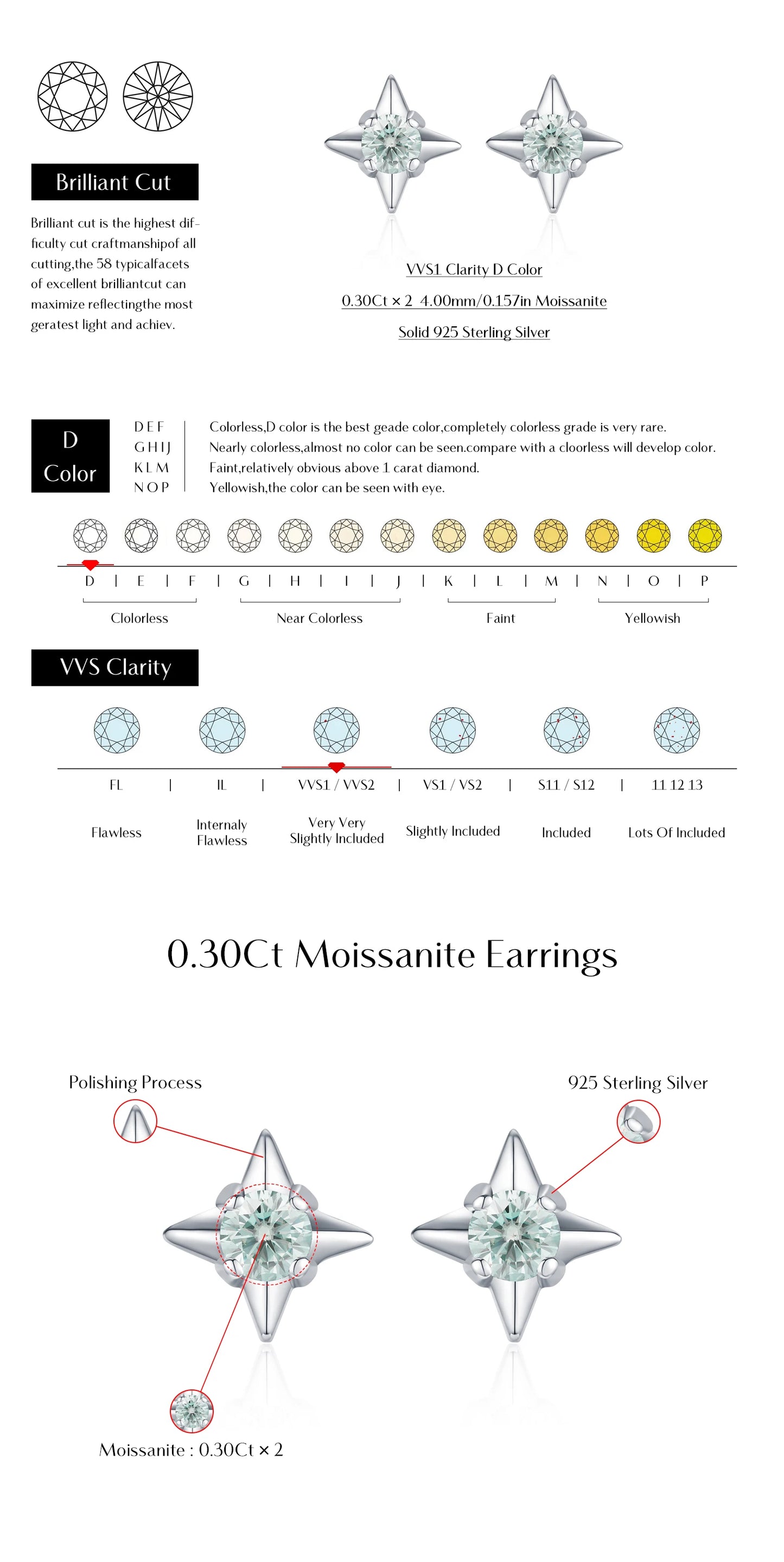 MODIAN D Color Clarity Moissanite Ear Studs 925 Sterling Silver Exquisite Darts Stud Earrings For Women Party Fine Jewelry