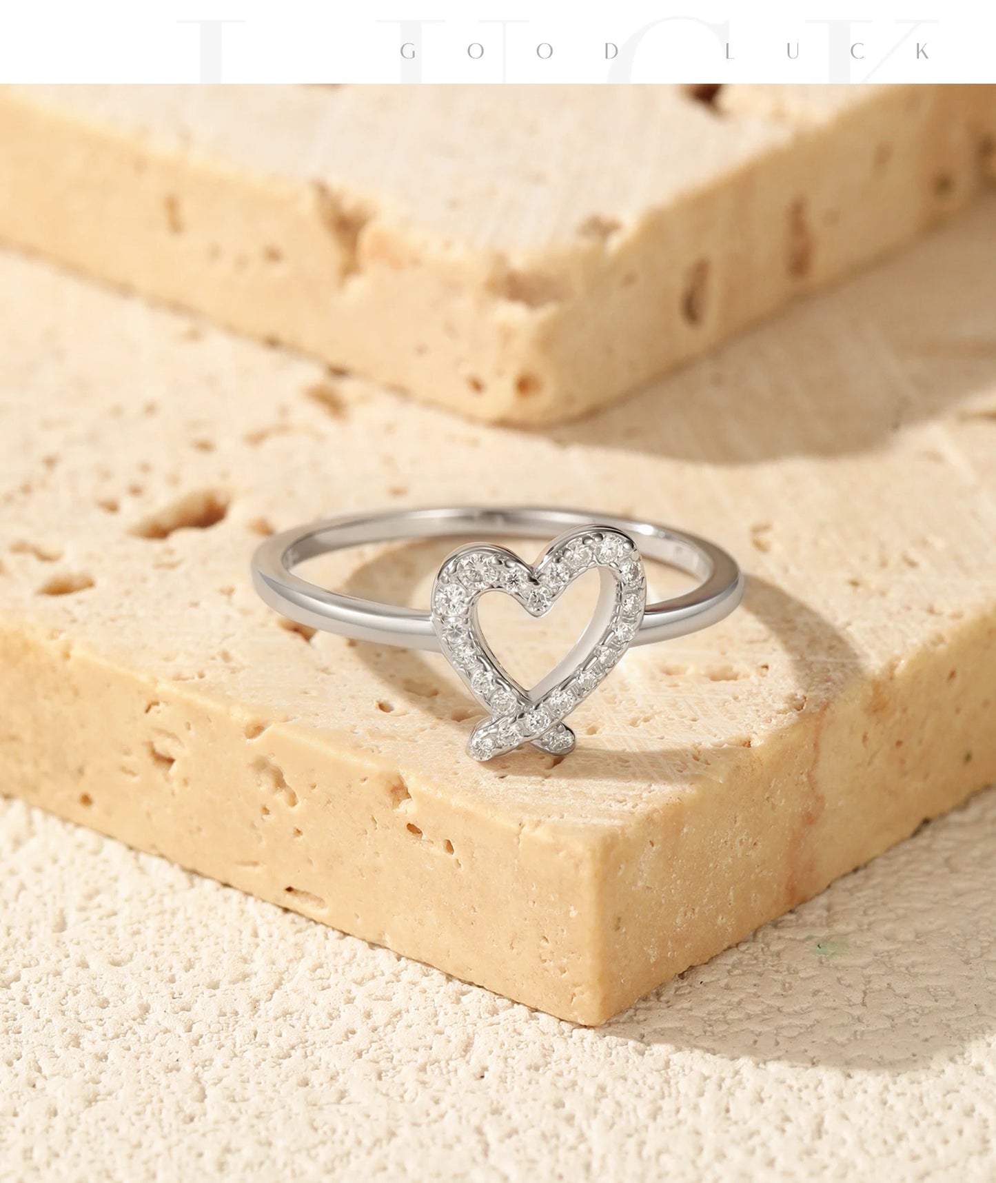 MODIAN Sparkling D Color Moissanite 925 Sterling Silver Rings Irregular Hollow Heart Finger Rings For Women Fine Jewelry