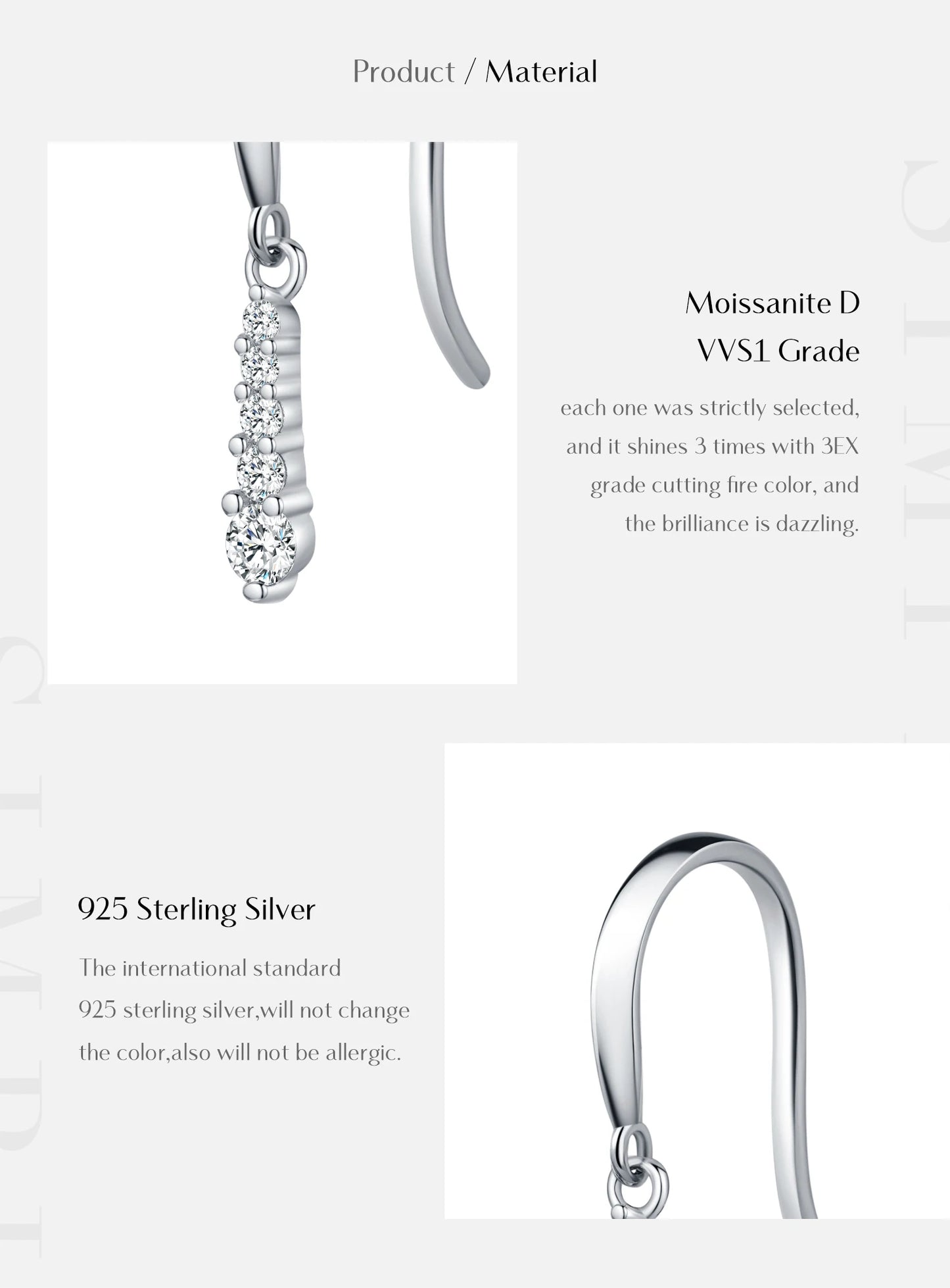 MODIAN D Color Moissanite Dangle Dangle 925 Sterling Silver Fashion Dazzling Fashion Water Drop Earrings For Women Fine Jewelry