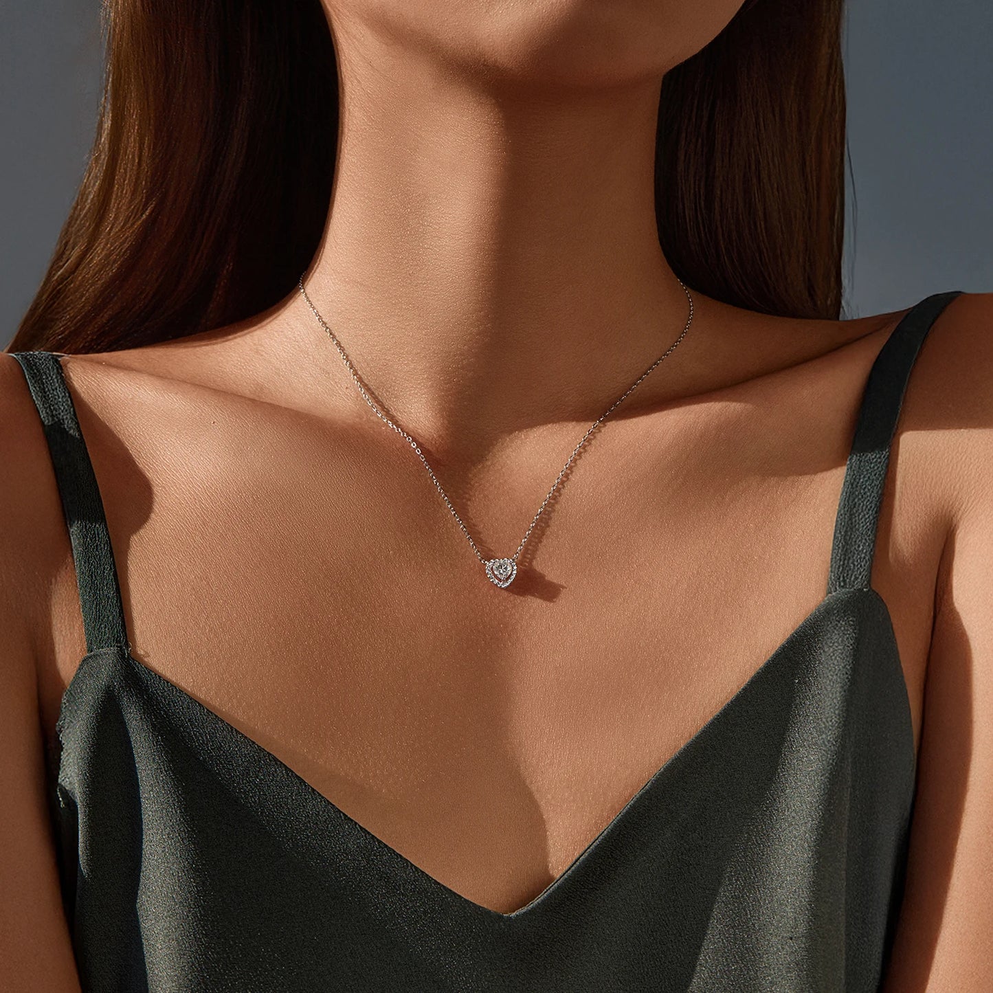 MODIAN D Color Heart Moissanite 925 Sterling Silver Fashion Simple Pendant Necklace For Women Wedding Fine Jewelry Gfits