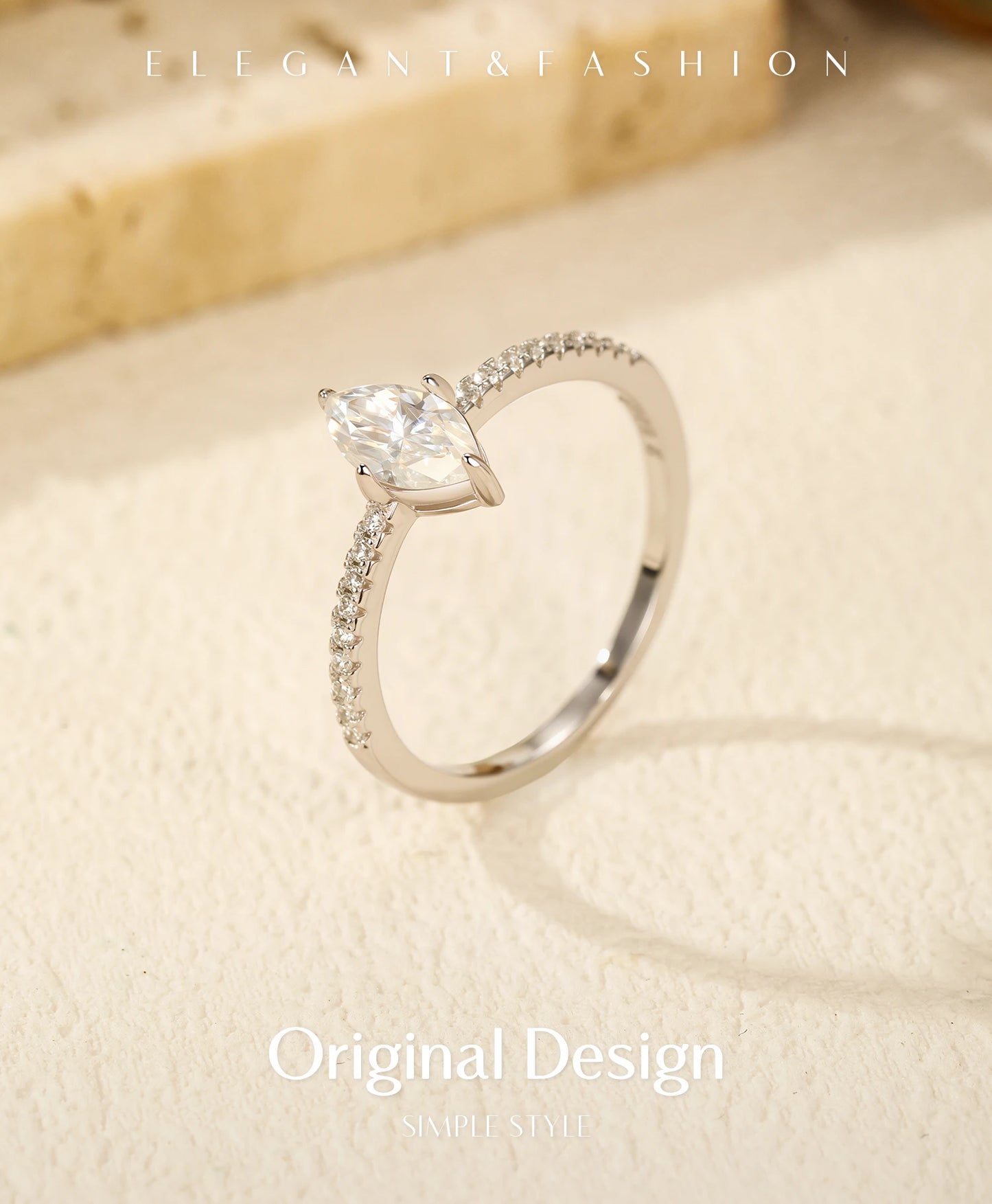 MODIAN 0.5Ct Rhombus Moissanite Ring 925 Sterling Silver Sparkling Lab Created Diamond Wedding Rings For Women Bridal Jewelry