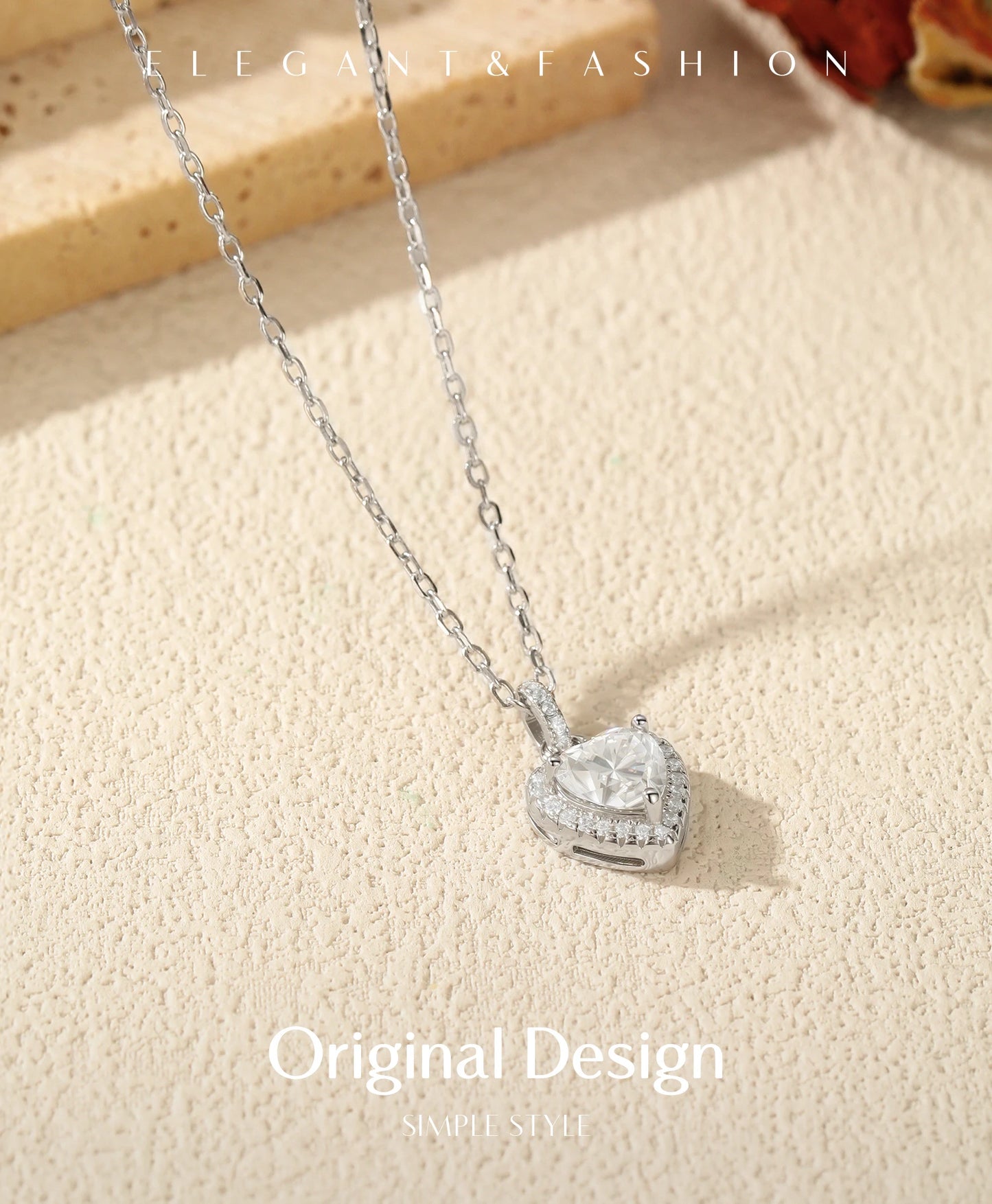 MODIAN 1CT Dazzling Moissanite Halo Necklace 925 Sterling Silver Heart Wedding Gfits Pendant Necklace For Women Fine Jewelry