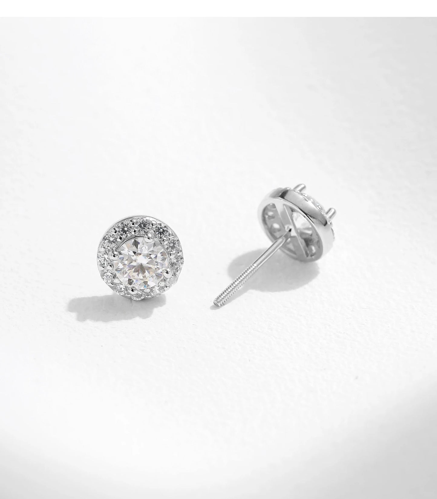 MODIAN 1.00CT Moissanite Earrings For Women 925 Sterling Silver Classic Round Prong Setting D Color Lab Diamonds Wedding Jewelry