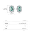 MODIAN 1CT D Color Green Moissanite Halo Earrings 925 Sterling Silver Elegant Oval Stud Earrings For Women Party Fine Jewelry