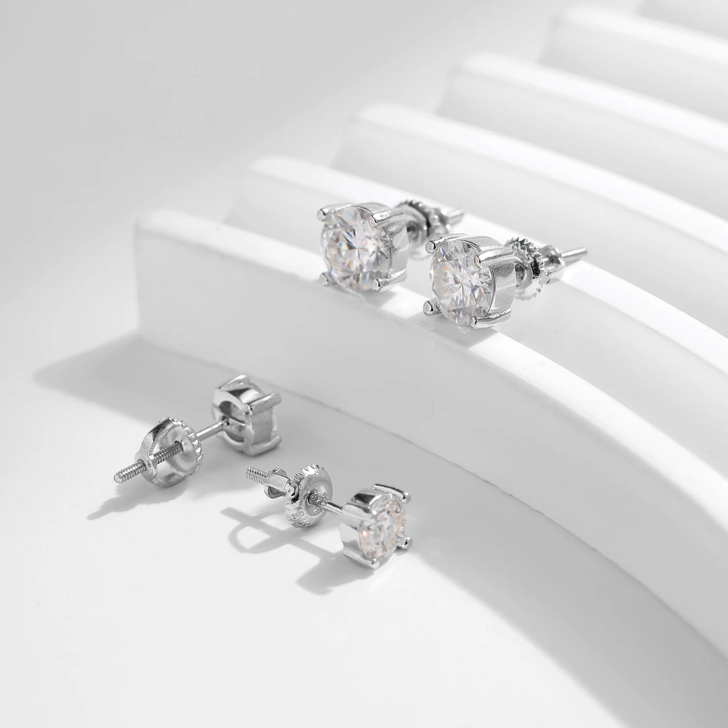 MODIAN 1.00Ct 2.00Ct Moissanite D Color Lab Diamond Stud Earrings For Women 925 Sterling Silver Basic Design Wedding Jewelry