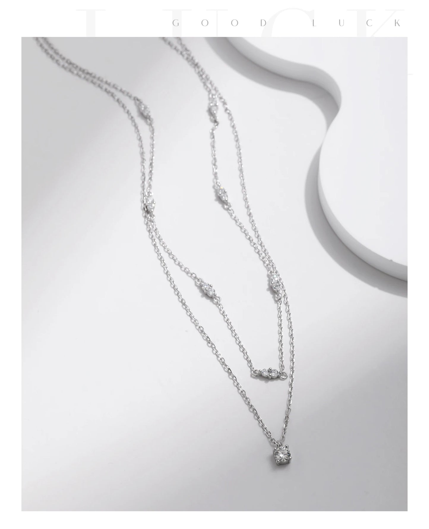 MODIAN Moissanite D Color Double Layer Pendant Necklace 925 Sterling Silver Round Stylish Choker Necklace For Women Jewelry