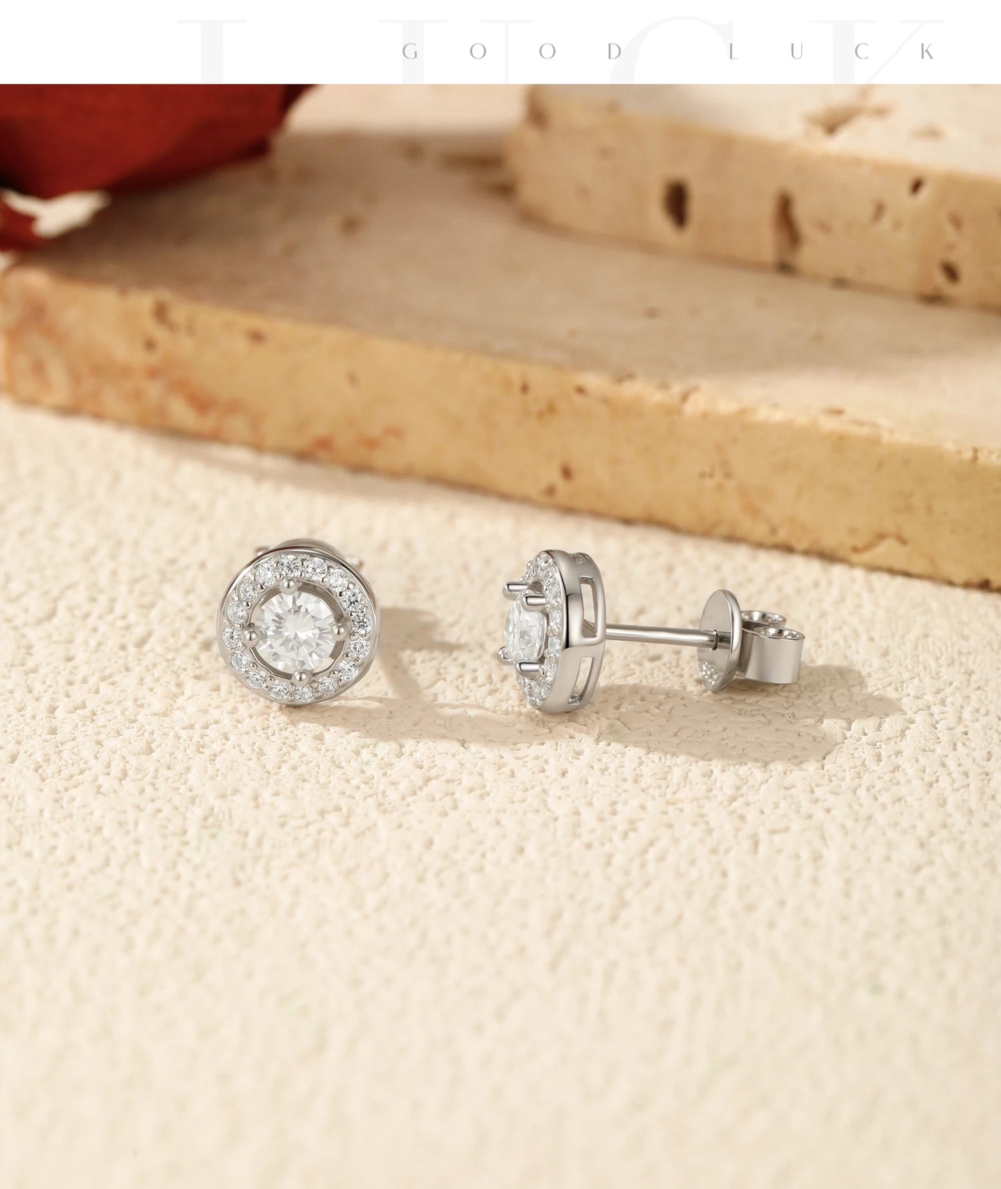 MODIAN Sparkling D Color Moissanite Halo Earrings 925 Sterling Silver Classic Stud Earrings For Women Wedding Fine Jewelry Gift