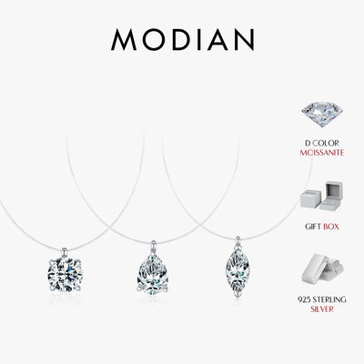 MODIAN 3 Styles Moissanite Necklace 925 Sterling Silver Simple Geometric Fishing Line Choker Necklaces For Women Fine Jewelry