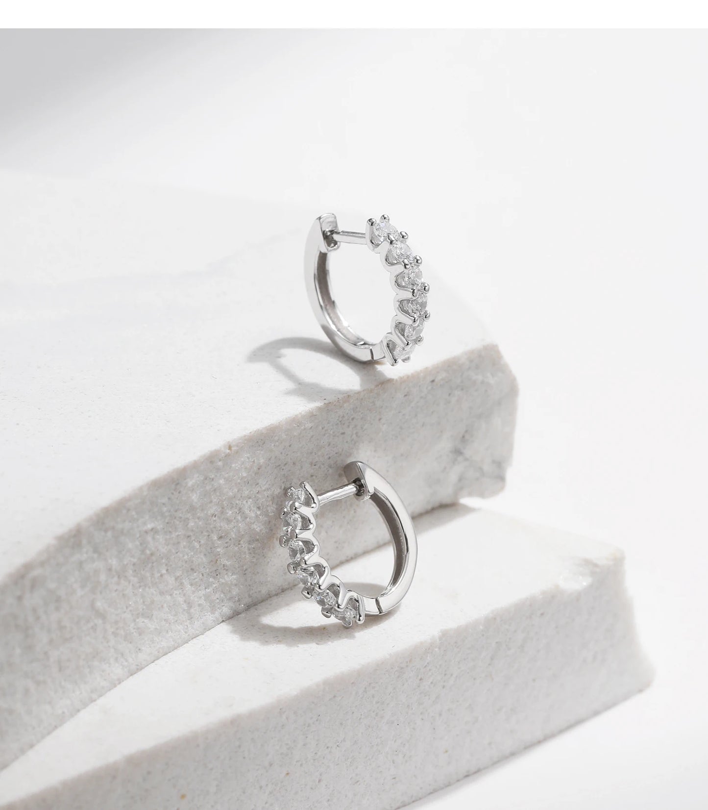 MODIAN D Color Moissanite 925 Sterling Silver Luxury Sparkle Geometric Hoop Earrings Ring For Women Wedding Fine Jewelry Set