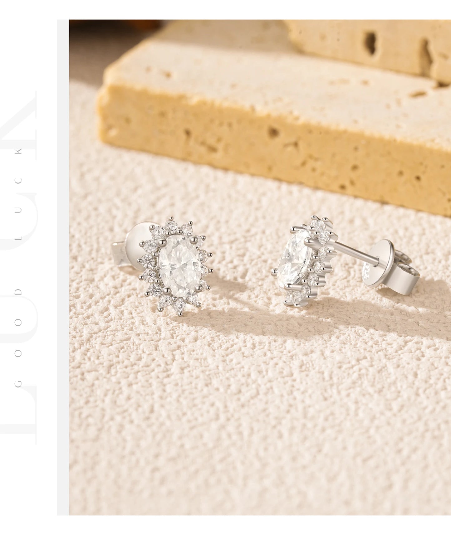 MODIAN D Color Clarity VVS1 Moissanite Halo Earrings 925 Sterling Silver Classic Stud Earrings For Women Luxury Bridal Jewelry