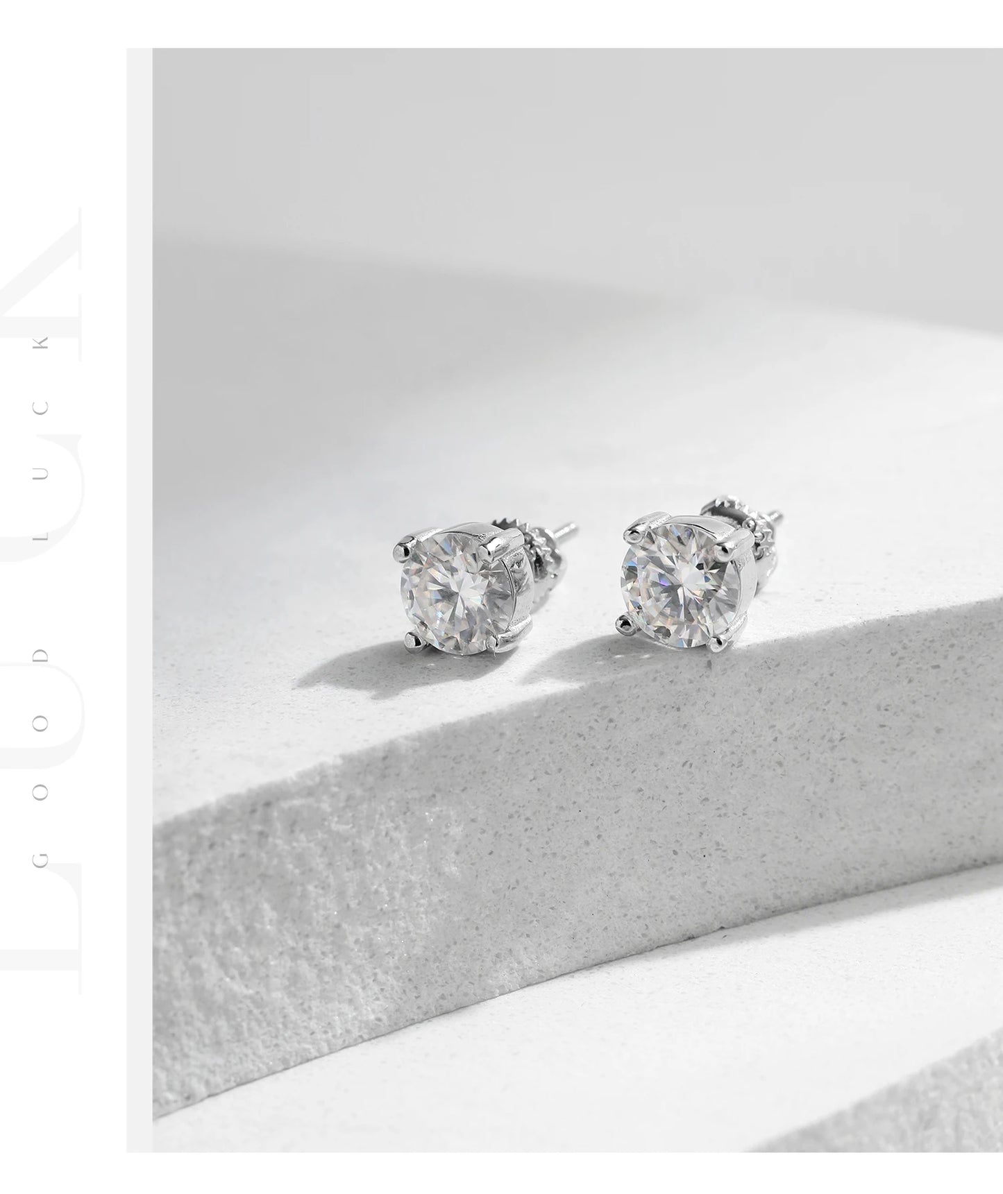 MODIAN 1.00Ct 2.00Ct Moissanite D Color Lab Diamond Stud Earrings For Women 925 Sterling Silver Basic Design Wedding Jewelry