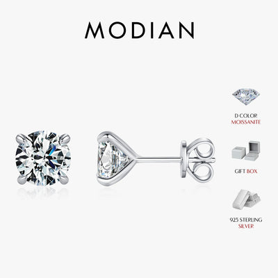 MODIAN D Color 1CT Moissanite Stud Earrings 925 Sterling Silver Wedding Engagement Lab Created Diamond Jewelry For Women Gift