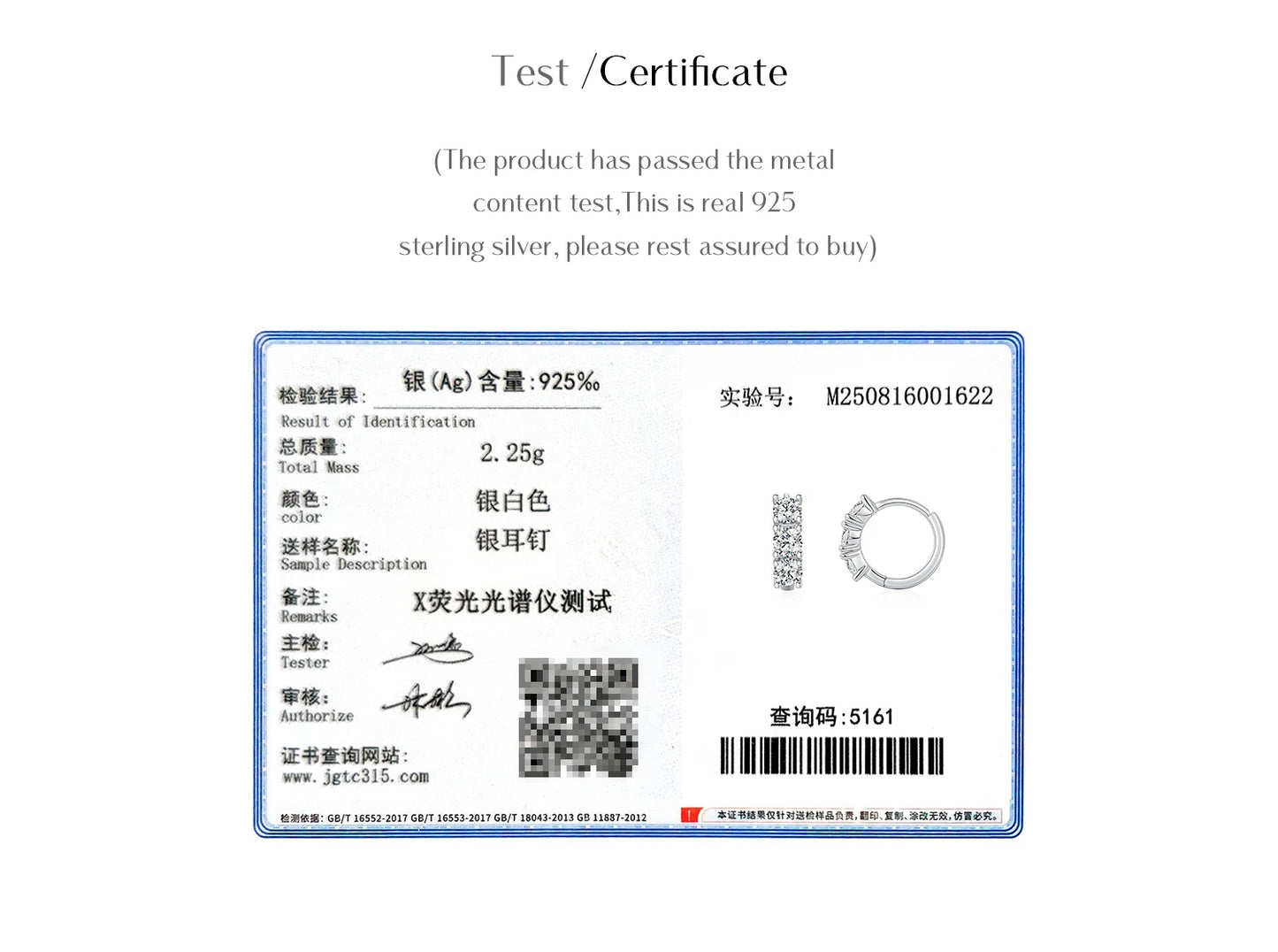 MODIAN D Color Moissanite Classic Ear Buckle 925 Sterling Silver Trendy Round Stackable Hoop Earrings For Women Fine Jewelry