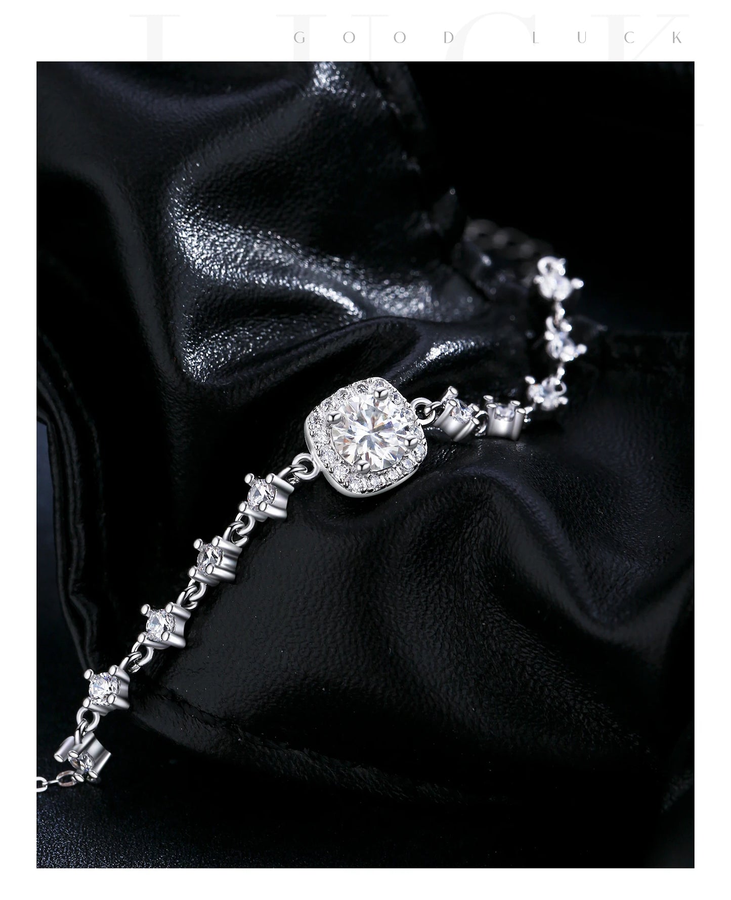 MODIAN 0.8CT D Color Moissanite Luxury Bracelet 925 Sterling Silver Halo Bracelet For Women Bridal Wedding Statement Jewelry