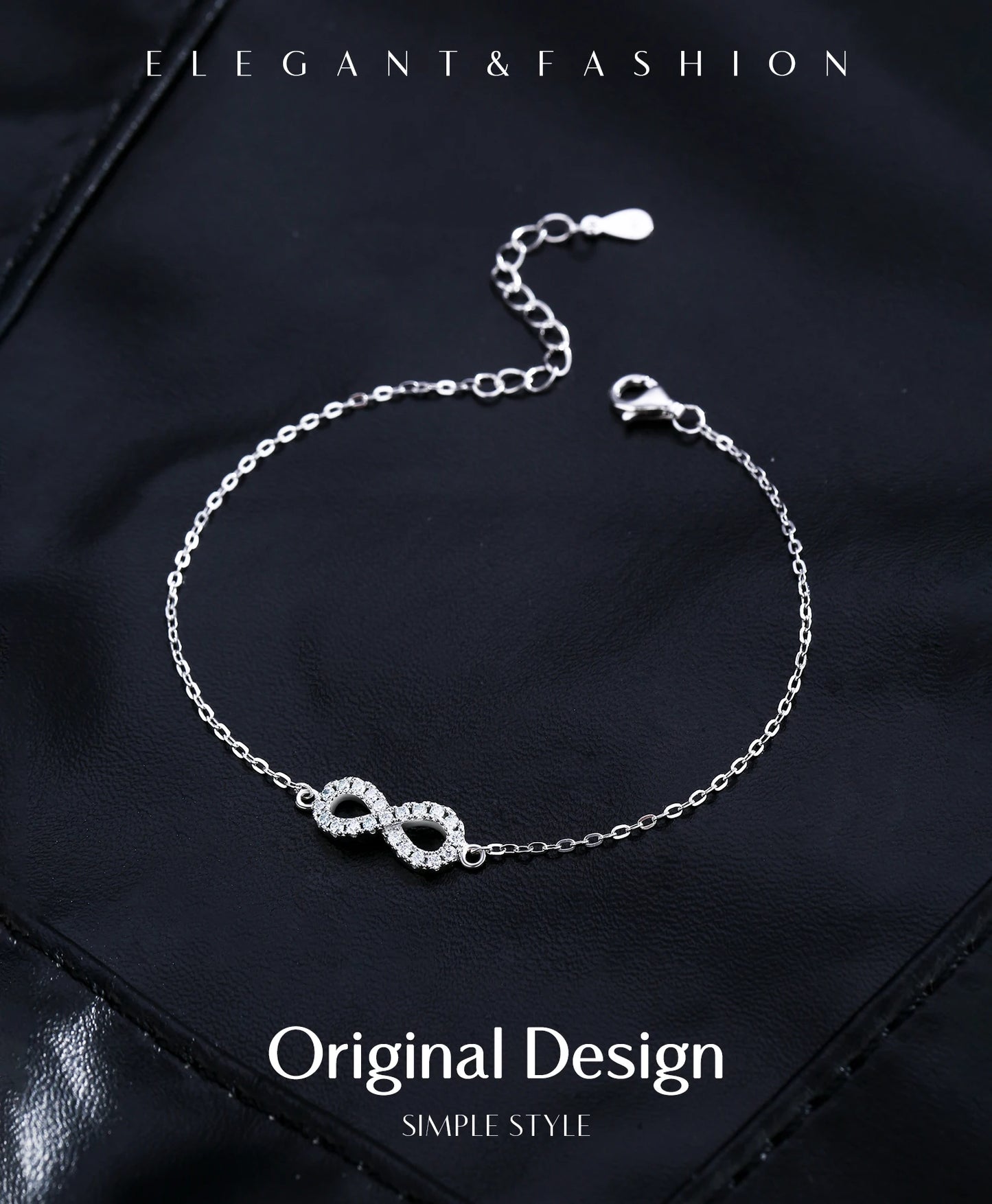 MODIAN D Color Moissanite Lab Created Diamond Bracelet 925 Sterling Silver Romantic Exquisite Infinity Love For Women Jewelry