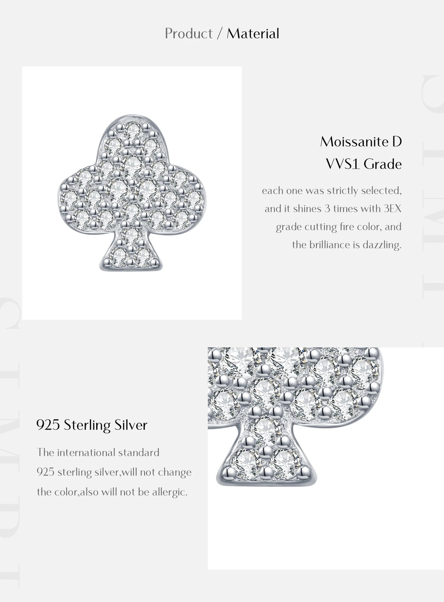 MODIAN D Color Moissanite Clubs Small Ear Studs 925 Sterling Silver  Daily Wear Stackable Stud Earrings For Women Fine Jewelry