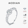 MODIAN 0.5Ct VVS1 Moissanite Rings 925 Sterling Silver Fashion Stackable Finger Ring For Women Wedding Anniversary Jewelry