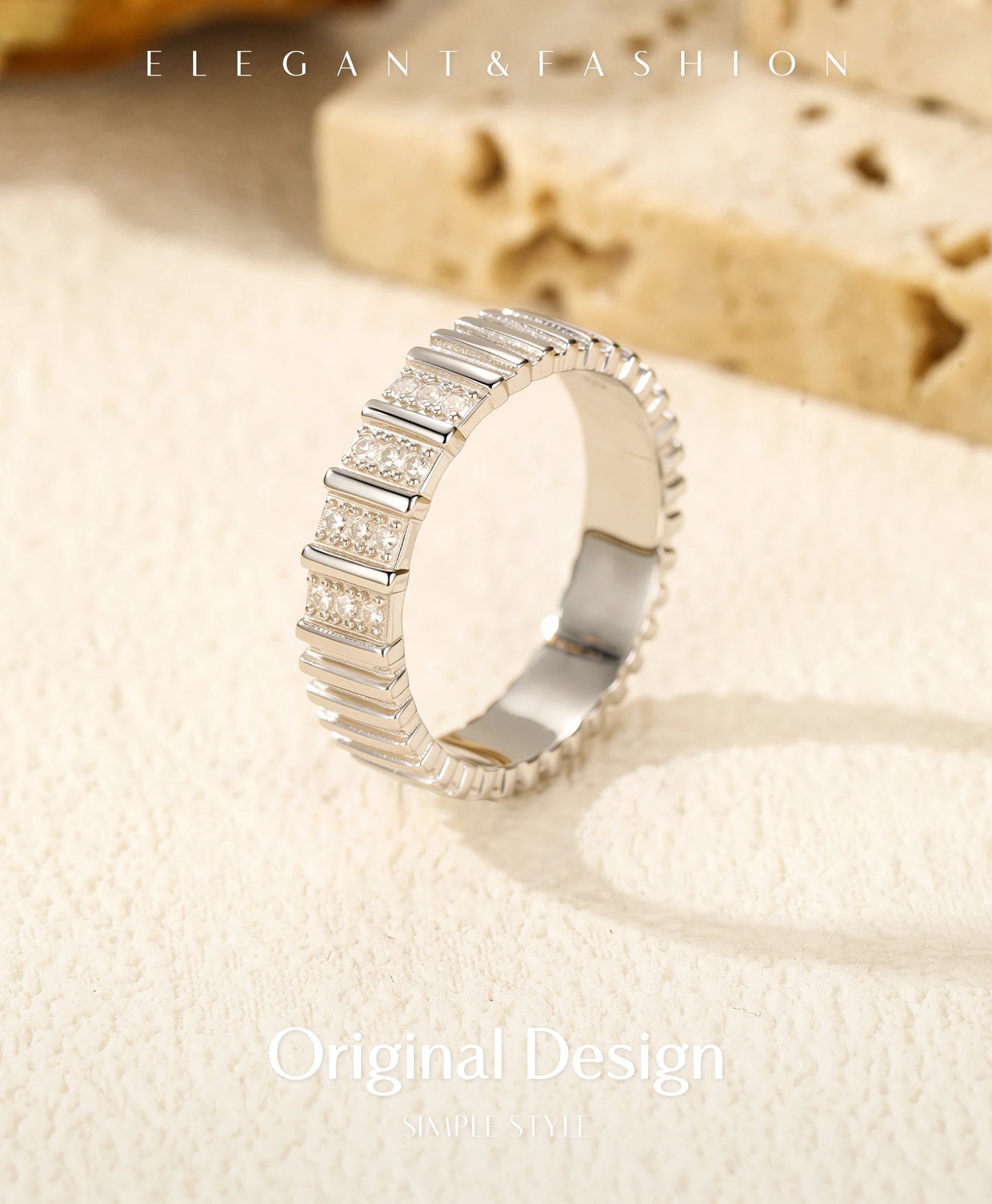 MODIAN Exquisite D Color Moissanite Ring 925 Sterling Silver Fashion Stackable Eternity Band Rings For Women Fine Jewelry