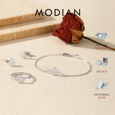 MODIAN Moissanite Ear Studs 925 Sterling Silver Original Design Clubs Rings Bracelet For Women Fine Jewelry Sets