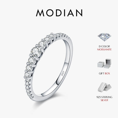MODIAN Exquisite Round Moissanite Ring 925 Sterling Silver Trendy Wedding Engagement Band Rings For Women Fine Jewelry