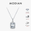 MODIAN 1CT D Color Emerald Cut Moissanite Halo Necklace 925 Sterling Silver Rectangle Wedding Pendant Necklace For Women Jewelry