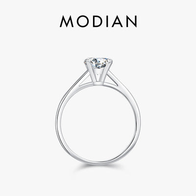 MODIAN 1CT D Color Round High Quality Moissanite Ring For Women 925 Sterling Silver Romantic Wedding Engagement Band Jewelry