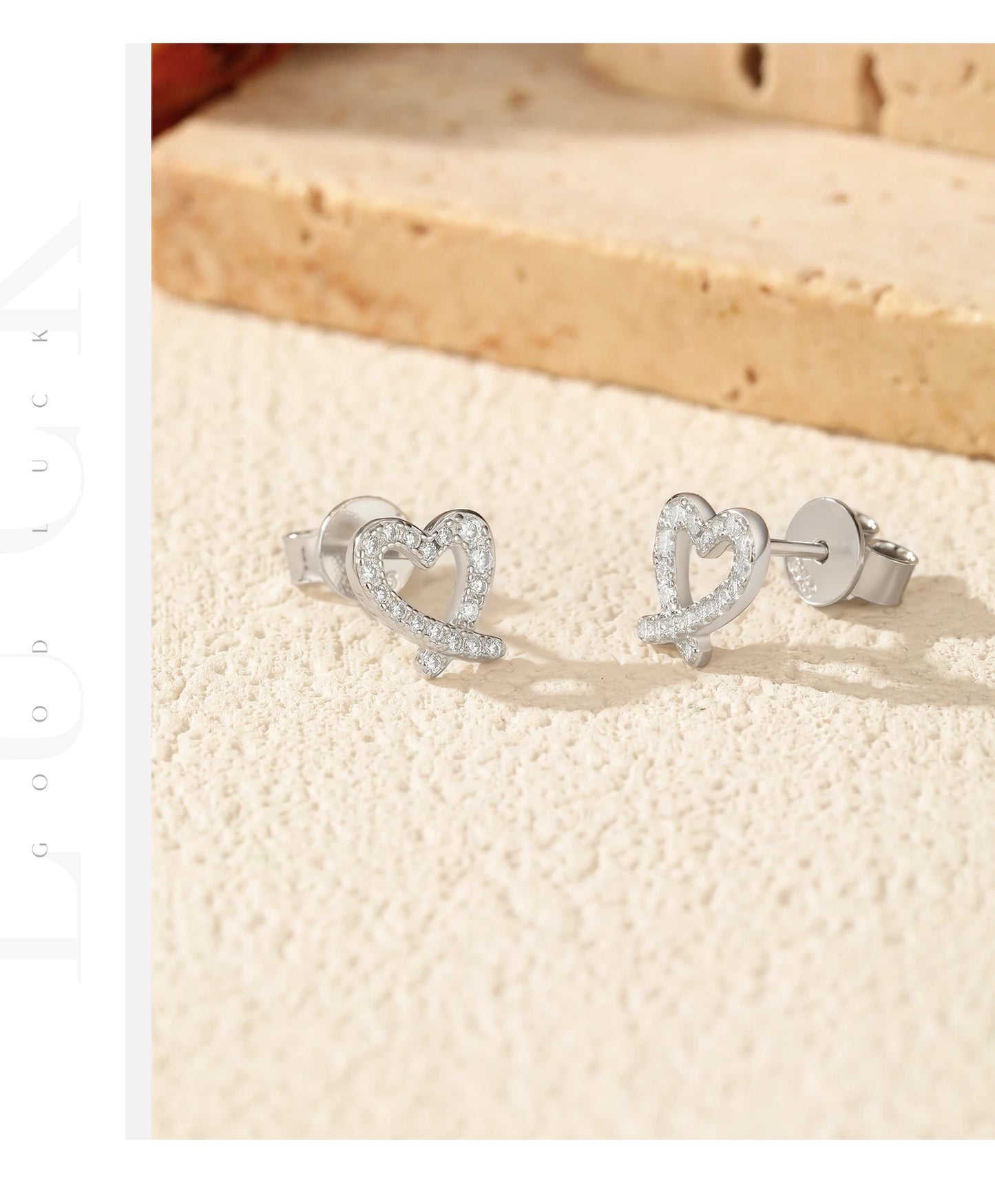 MODIAN D Color Sparkling Moissanite Earrings 925 Sterling Silver Asymmetrical Heart Stud Earrings For Women Fine Jewelry