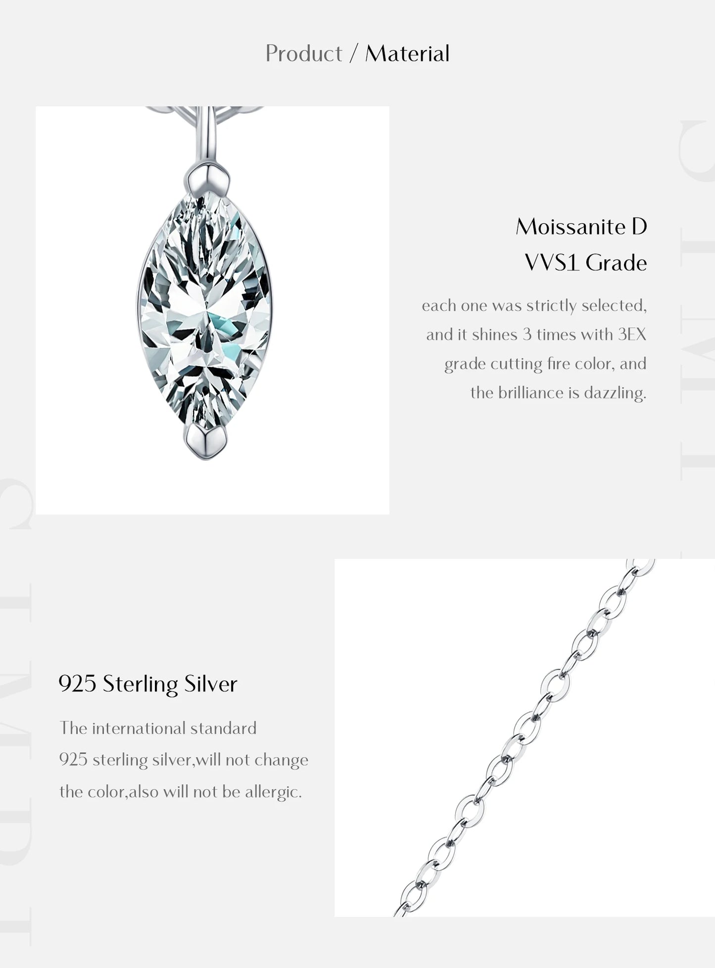 MODIAN D Color Rhombic Moissanite Necklaces 925 Sterling Silver Simple Link Chain Pendant Necklace For Women Fine Jewelry Gifts