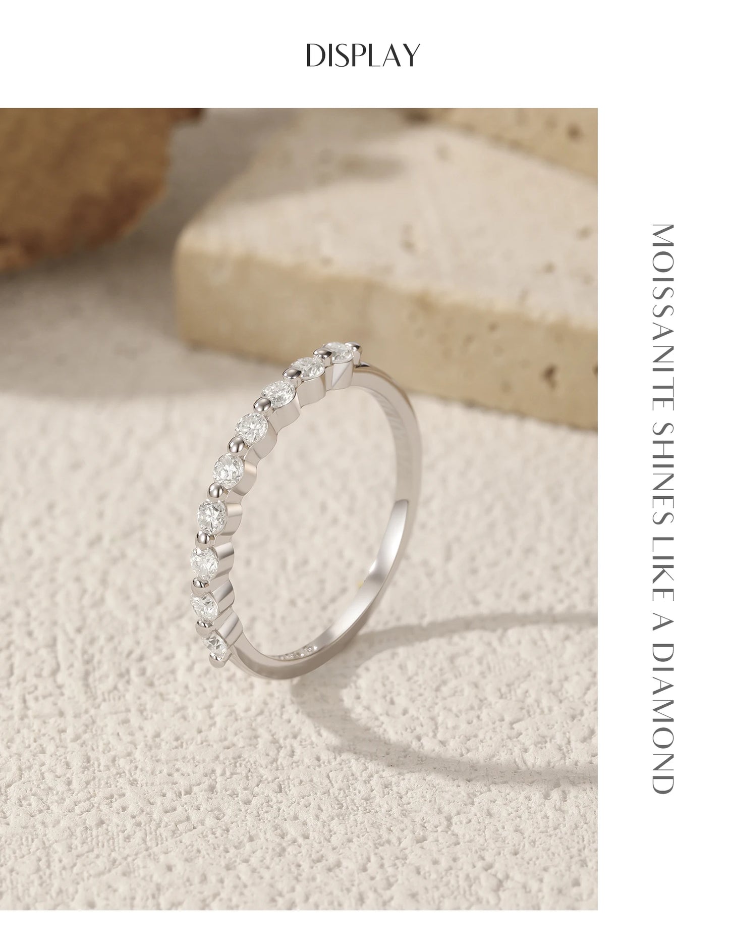MODIAN D Color Moissanite Round Ring 925 Sterling Silver Sparkling Stacking Slim Band Rings For Women Wedding Fine Jewelry Gifts