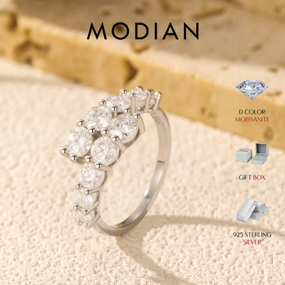 MODIAN D Color Moissanite Eternity Band Ring 925 Sterling Silver Luxury Geometric Ring For Women Wedding Engagement Fine Jewelry