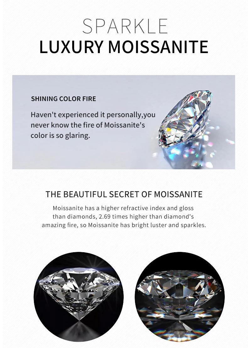 Modian Moissanite 1CT 2CT D Color VVS1 EX Luxury Stud Earrings 925 Sterling Silver Sparkling Earrings For Women Wedding Jewelry